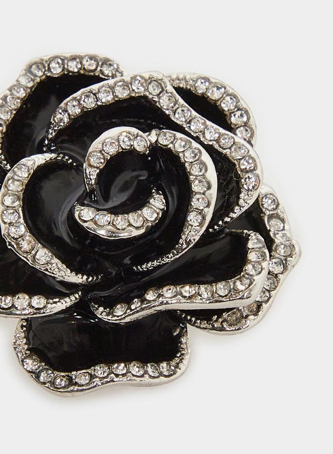 Styli Rose Brooch with Faux Diamante Trim - Image 3